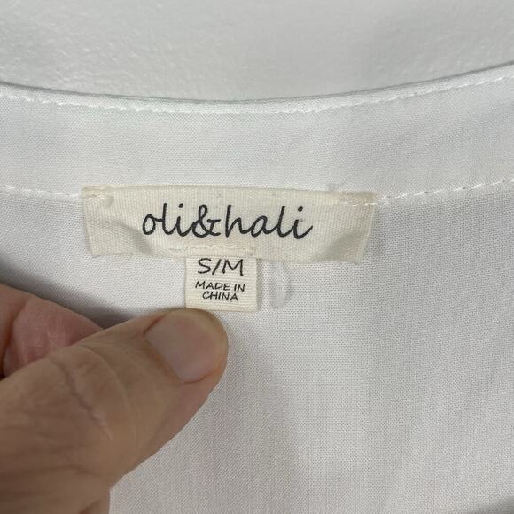 Oli & Hali Top Size S/M White Smocked Boxy Oversized Tunic Blouse Boho Lagenlook - Picture 3 of 8